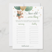 Invitation Quel Âge Ont-Ils Joué Baby shower Teddy Bear Card (Devant)