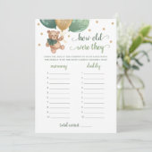 Invitation Quel Âge Ont-Ils Joué Baby shower Teddy Bear Card (Debout devant)