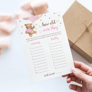 Invitation Quel Âge Ont-Ils Joué Baby shower Teddy Bear Card