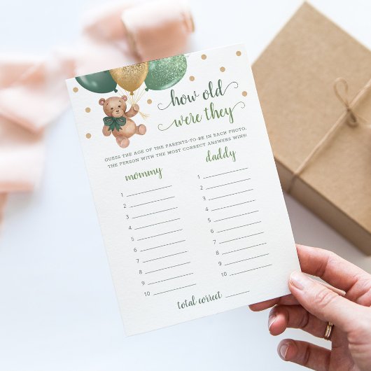 Invitation Quel Âge Ont-Ils Joué Baby shower Teddy Bear Card