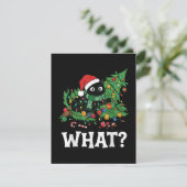 Invitation Quel arbre de Noël drôle de chat noir (Debout devant)
