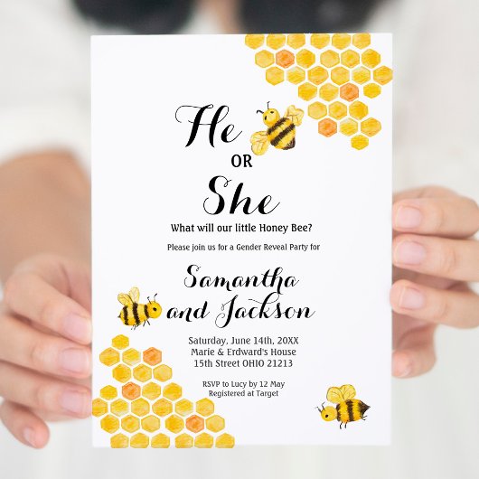 Invitation Quel bébé abeille Genre Révéler Douche