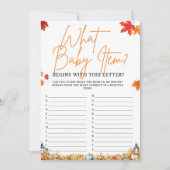 Invitation QUEL BÉBÉ ÉLÉMENT ALPHABET Baby shower Citrouille  (Devant)