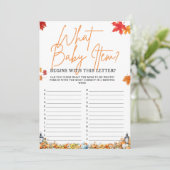 Invitation QUEL BÉBÉ ÉLÉMENT ALPHABET Baby shower Citrouille  (Debout devant)