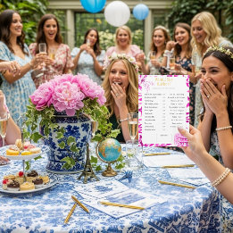 Invitation Quel choix ferait-elle ? Jeu de baby shower rose p