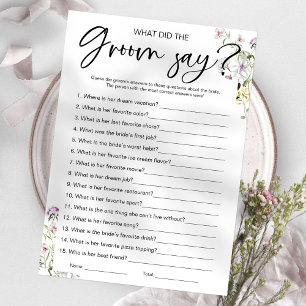 Invitation Quel est-ce que le marié a dit Jeu de Baby Shower