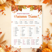 Invitation Quel est votre nom d'automne confortable ? Jeu de