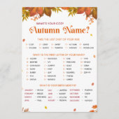 Invitation Quel est votre nom d'automne confortable ? Jeu de (Devant)