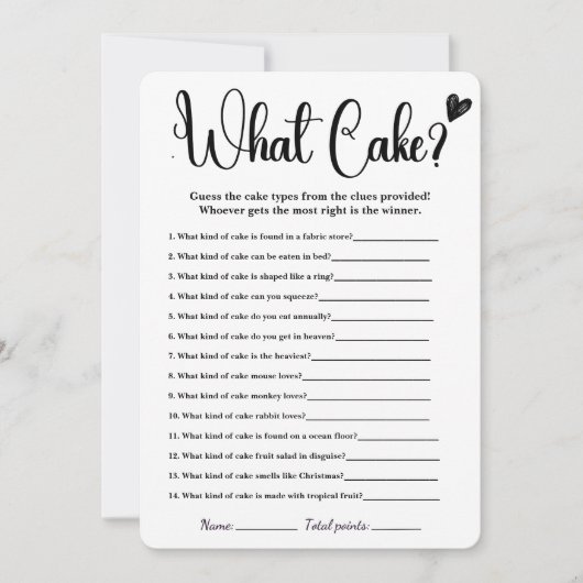 Invitation Quel gâteau Fête des mariées Jeu Élégant Jeux Invi (Devant)