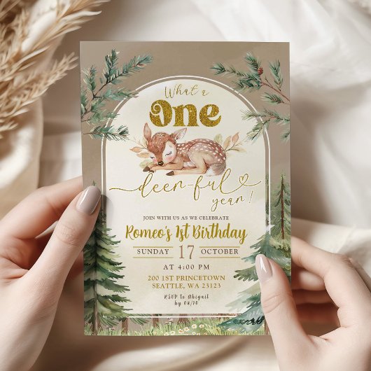 Invitation Quel Onedeerererful Forest Boho 1er Birthday Boy