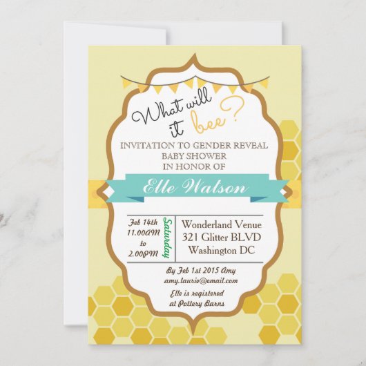 Invitation Quel sera le Baby shower de révélation de genre ? (Devant)