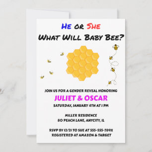 Invitation Quelle révélation de sexe de bébé abeille