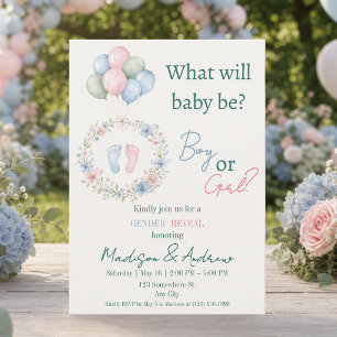 Invitation Quelle sera la fleur de bébé empreintes de pied ré