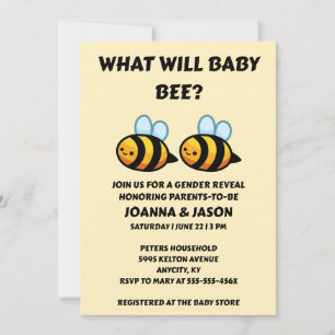 Invitation Quelle sera la révélation du sexe de bébé abeille