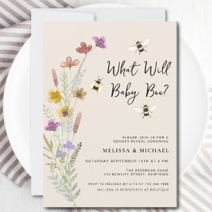 Invitation Quelle sera la révélation du sexe de bébé abeille