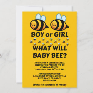 Invitation Quelle sera la révélation du sexe de bébé abeille