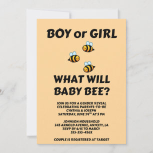 Invitation Quelle sera la révélation du sexe de bébé abeille
