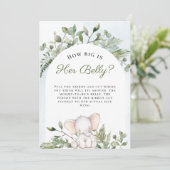 Invitation Quelle taille a son ventre garçon Baby shower bleu (Debout devant)