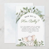 Invitation Quelle taille a son ventre garçon Baby shower bleu (Devant / Derrière)