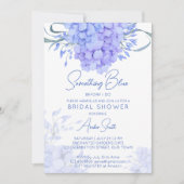 Invitation Quelque chose bleu hydrangea nuptiale douche flora (Devant)