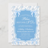 Invitation Quelque chose Blue Blue Bow Fête des mariées flora (Devant)