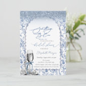 Invitation Quelque chose Blue Bow Parties scintillant Champag (Debout devant)