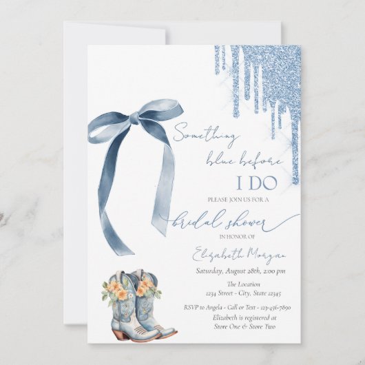 Invitation Quelque chose Blue Bow Parties scintillant Drivers (Devant)
