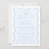 Invitation Quelque chose Blue Bow Wavy Fête des mariées moder (Devant)