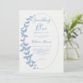 Invitation Quelque chose Blue Butterflies Boho Chic Fête des  (Debout devant)