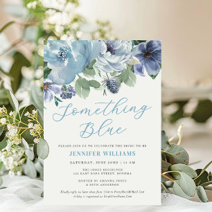 Invitation Quelque chose Blue Dusty Blue Floral Fête des mari