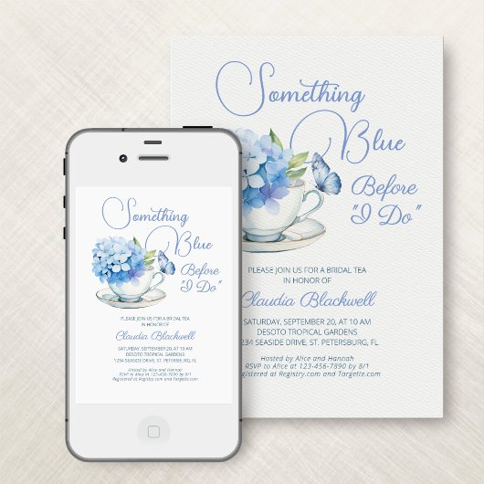 Invitation Quelque chose Blue Hydrangea Bridal Tea Douche