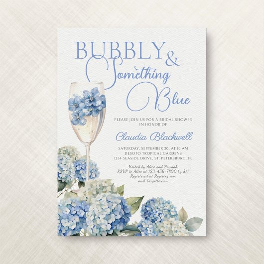 Invitation Quelque chose Blue Hydrangea nuptiale douche Invit