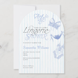 Invitation Quelque chose Blue Preppy Lace Fête des mariées de