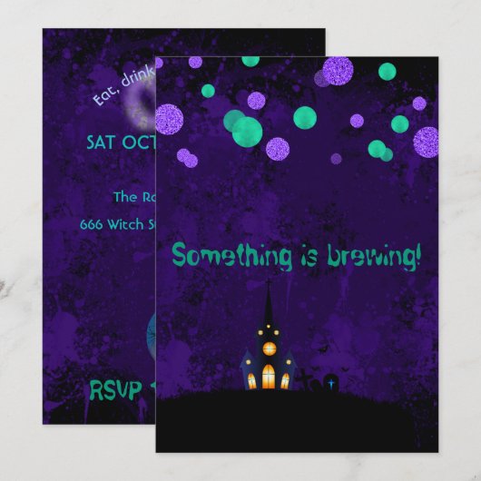 Invitation Quelque chose couve l'invitation de la fête d'Hall (Devant / Derrière)