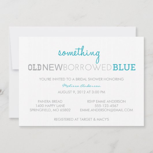 Invitation Quelque chose d'ancien, de nouveau, d'emprunté, de (Devant)