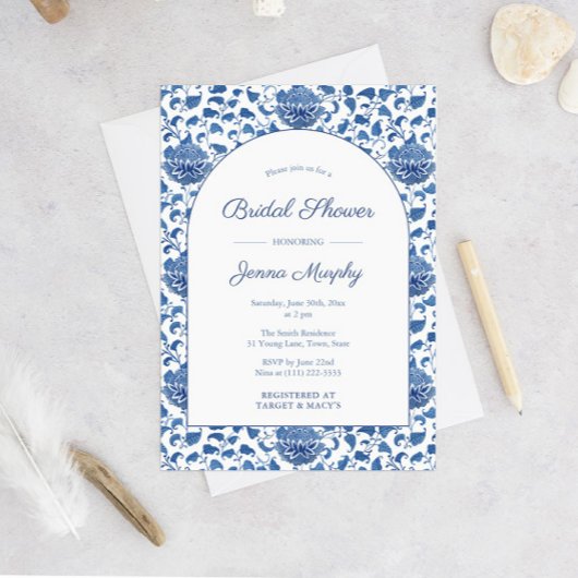 Invitation Quelque chose de bleu Antique Chinoiserie Wedding 
