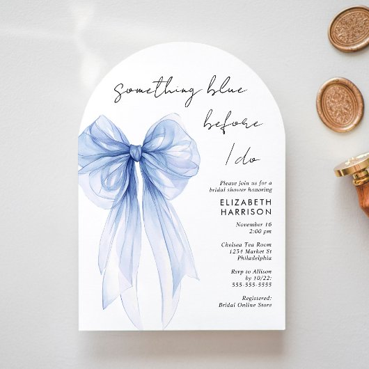 Invitation Quelque chose de bleu aquarelle Fête des mariées a