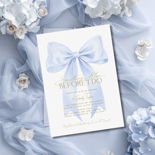 Invitation Quelque chose de bleu avant de faire Blue Bow Fête