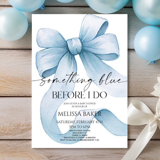 Invitation Quelque chose de bleu avant de faire Blue Bow Fête