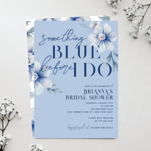 Invitation Quelque chose de bleu avant de faire Blue Flower B
