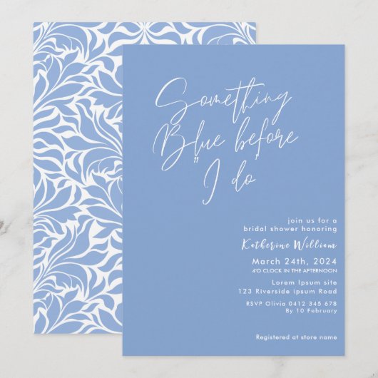 Invitation Quelque chose de bleu avant de faire douche de nag (Devant / Derrière)