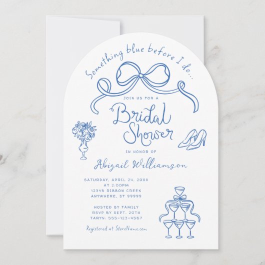 Invitation Quelque chose de bleu avant de faire Fête des mari (Devant)