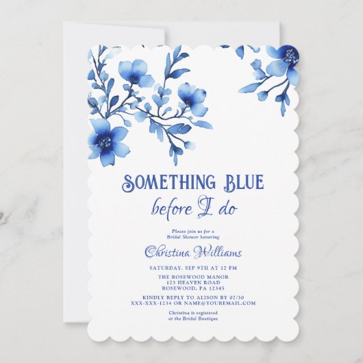 Invitation Quelque chose de bleu avant de faire Fête des mari (Devant)