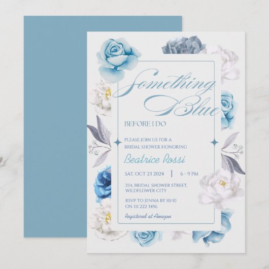 Invitation Quelque chose de bleu avant de faire Fête des mari (Devant / Derrière)
