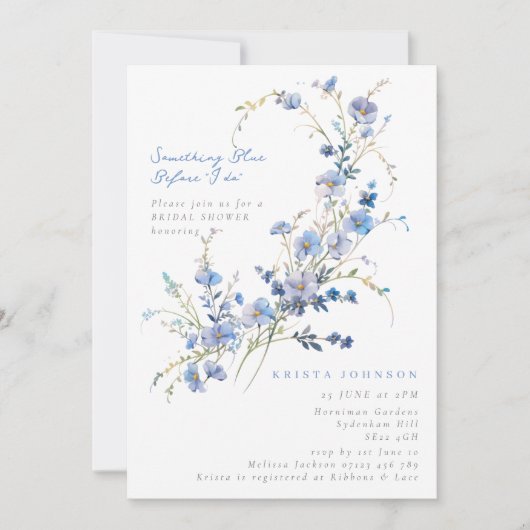 Invitation Quelque chose de bleu avant de faire Fête des mari (Devant)