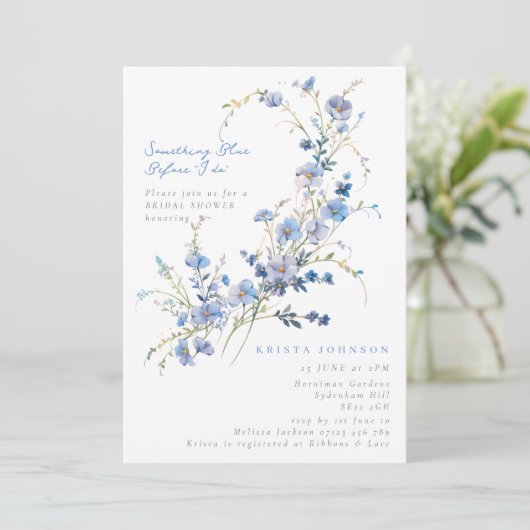 Invitation Quelque chose de bleu avant de faire Fête des mari (Debout devant)