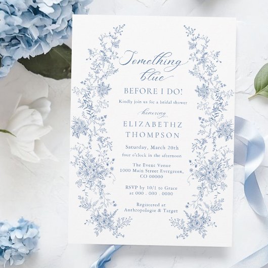 Invitation Quelque chose de bleu avant de faire Fête des mari