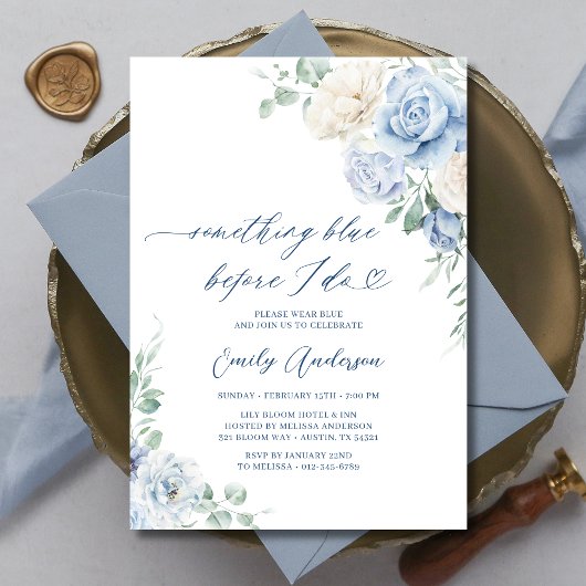 Invitation Quelque chose de bleu avant de faire Fête des mari