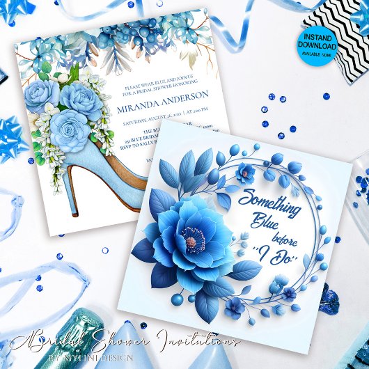 Invitation Quelque chose de bleu avant de faire Fête des mari