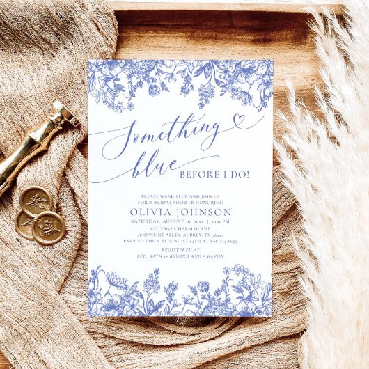 Invitation Quelque chose de bleu avant de faire Fête des mari